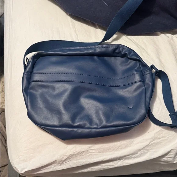 Lacoste Blue Leather-Feel Belt Bag with White Logo - Picture 2 of 3